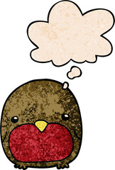 cute cartoon penguin and thought bubble in grunge texture pattern style
