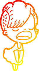 warm gradient line drawing cartoon cool hipster girl talking