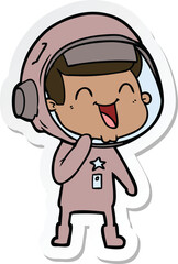 Obraz premium sticker of a happy cartoon astronaut
