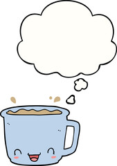 cartoon cup of coffee and thought bubble