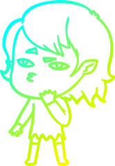 Fototapeta premium cold gradient line drawing cartoon vampire girl