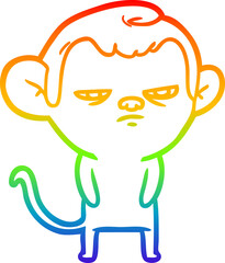 rainbow gradient line drawing cartoon monkey