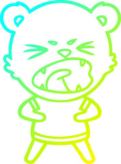 cold gradient line drawing angry cartoon bear