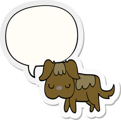 cartoon dog and speech bubble sticker