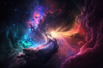 Colorful galaxy nebula background, Abstract, Generative AI Digital Illustration