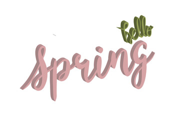 Hello spring cute celebration lettering. Spring 3D lettering concept.