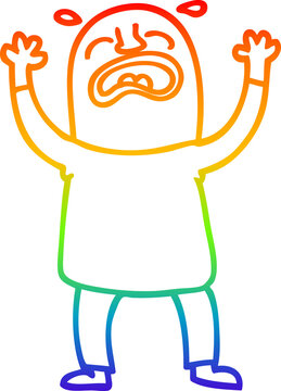 recommend clip art: rainbow gradient line drawing cartoon crying man