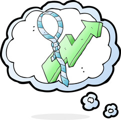 thought bubble cartoon work tie and arrow progress symbol