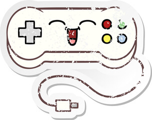 distressed sticker of a cute cartoon game controller