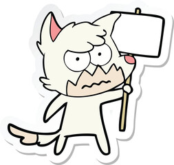 sticker of a cartoon annoyed fox
