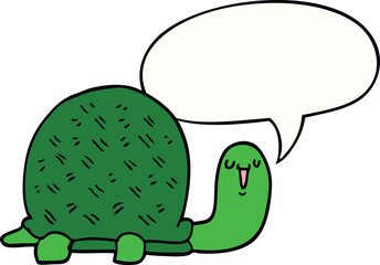 cute cartoon turtle and speech bubble
