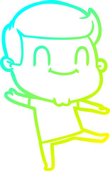 cold gradient line drawing cartoon happy man