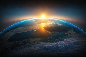 Fototapeta na wymiar Space photo of planet earth, Aerial view of blue planet, Generative AI Digital Illustration