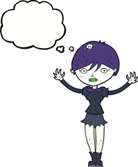 cartoon vampire girl with thought bubble