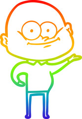 Obraz premium rainbow gradient line drawing cartoon bald man staring
