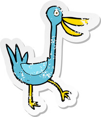 retro distressed sticker of a funny cartoon duck