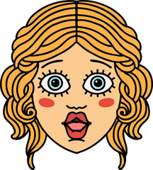 traditional tattoo of female face