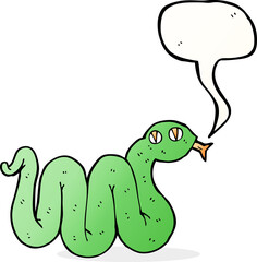 funny cartoon snake with speech bubble
