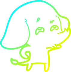 cold gradient line drawing cartoon elephant remembering