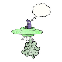 thought bubble textured cartoon flying saucer