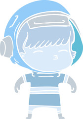 flat color style cartoon curious astronaut