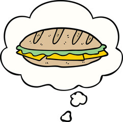 cartoon cheese sandwich and thought bubble