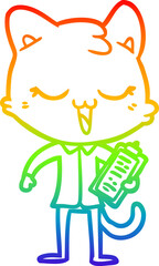 rainbow gradient line drawing cartoon cat