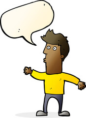 cartoon surprised man with speech bubble