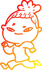 warm gradient line drawing cartoon woman