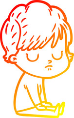 warm gradient line drawing cartoon woman