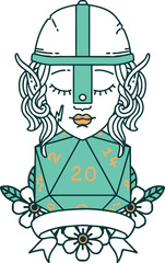 elf fighter with natural 20 dice roll illustration