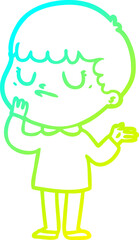 Obraz premium cold gradient line drawing cartoon grumpy boy