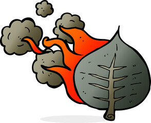 cartoon burning leaf