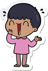 sticker of a laughing cartoon man