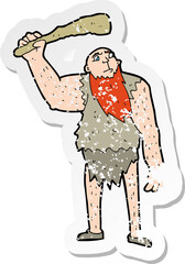 retro distressed sticker of a cartoon neanderthal