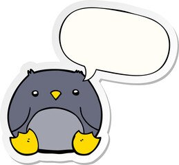 cartoon penguin and speech bubble sticker