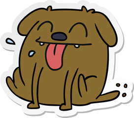 sticker cartoon of cute kawaii dog