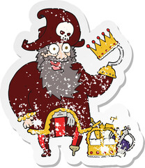 retro distressed sticker of a cartoon pirate captain