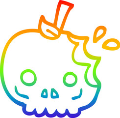 rainbow gradient line drawing cartoon red poison apple