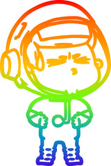 rainbow gradient line drawing cartoon stressed astronaut