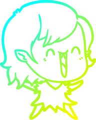 cold gradient line drawing cute cartoon happy vampire girl