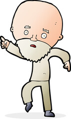 cartoon worried old man pointing