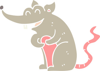 flat color style cartoon rat