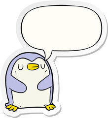 cartoon penguin and speech bubble sticker