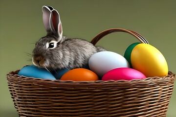 easter bunny and easter eggs