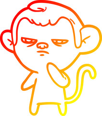 warm gradient line drawing cartoon monkey