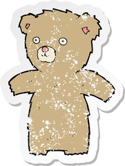 retro distressed sticker of a cute cartoon teddy bear