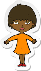 sticker of a cartoon woman in dress