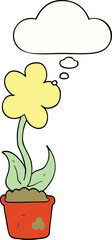cute cartoon flower and thought bubble