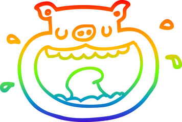 rainbow gradient line drawing cartoon obnoxious pig